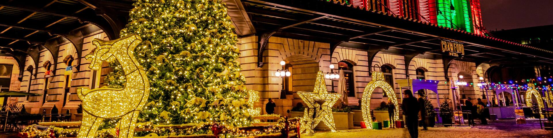 Holiday lighting of Denver Union Station