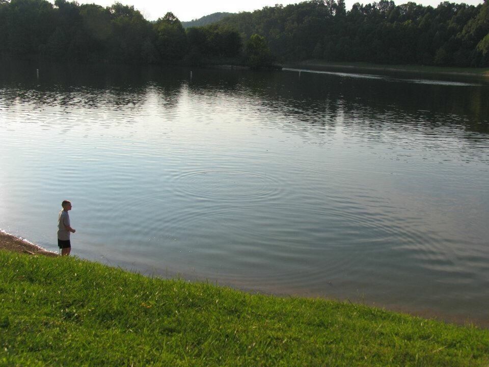 Good spring day...nice for skipping rocks at Yatesville Lake. 