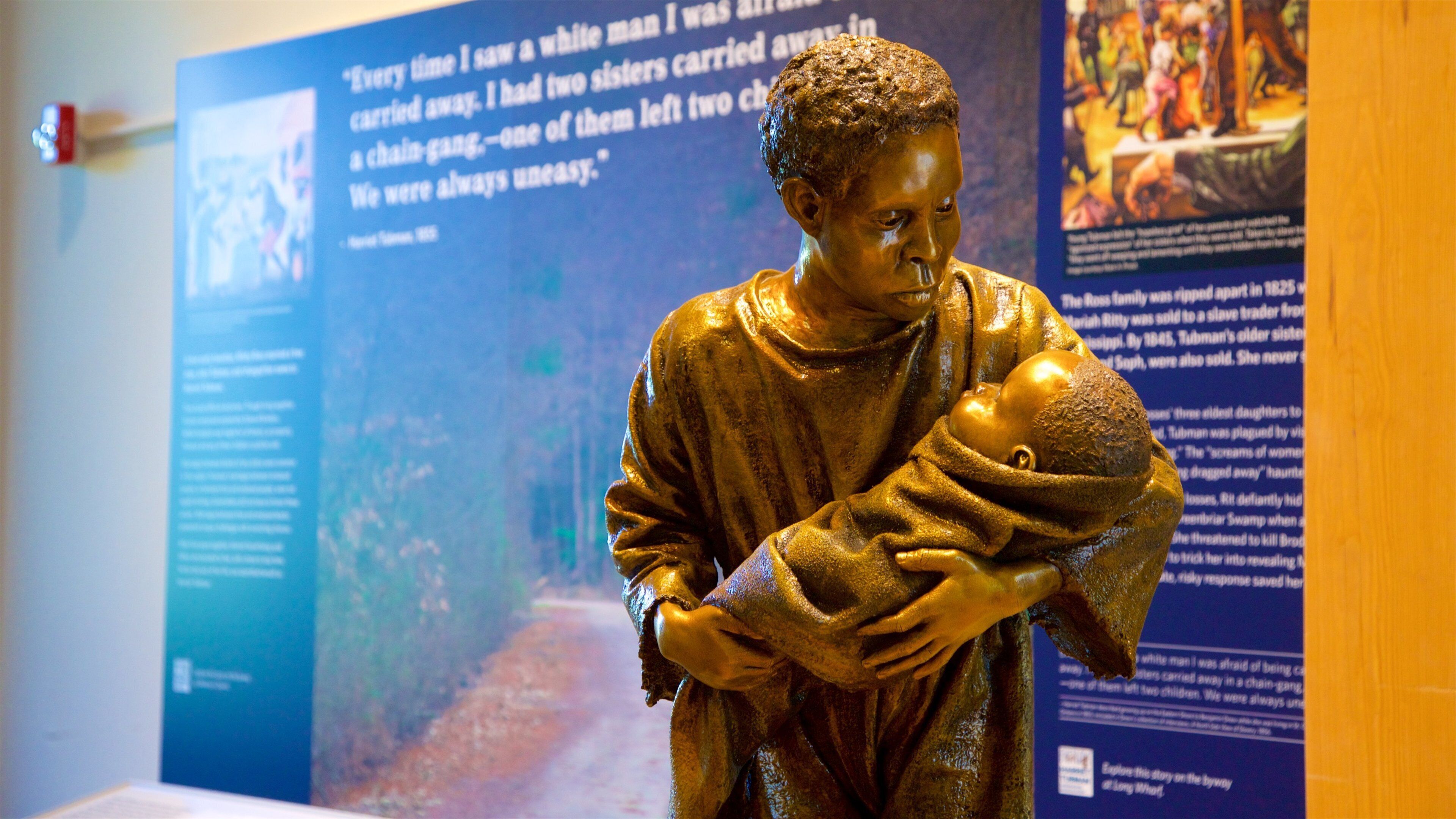Harriet Tubman Underground Railroad National Historical Park which includes a statue or sculpture, interior views and signage