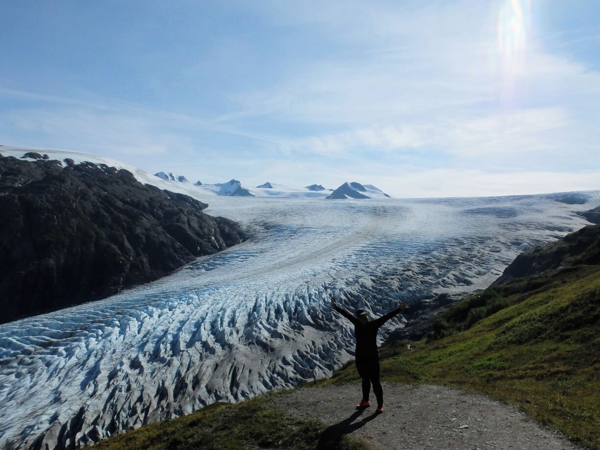 this was taken form the Top of the Cliffs a 2 mile hike up, you can go further to the Harding Ice Field. It's a steep climb so leave yourself plenty of time, but the view is amazing.#hiking