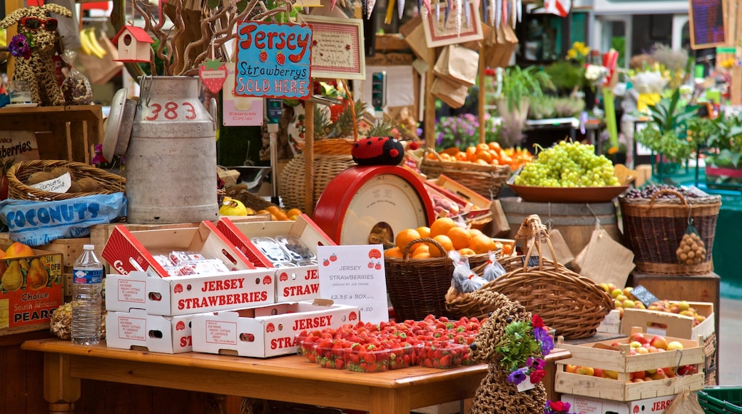 St. Helier Central Market fasiliteter samt marked og mat