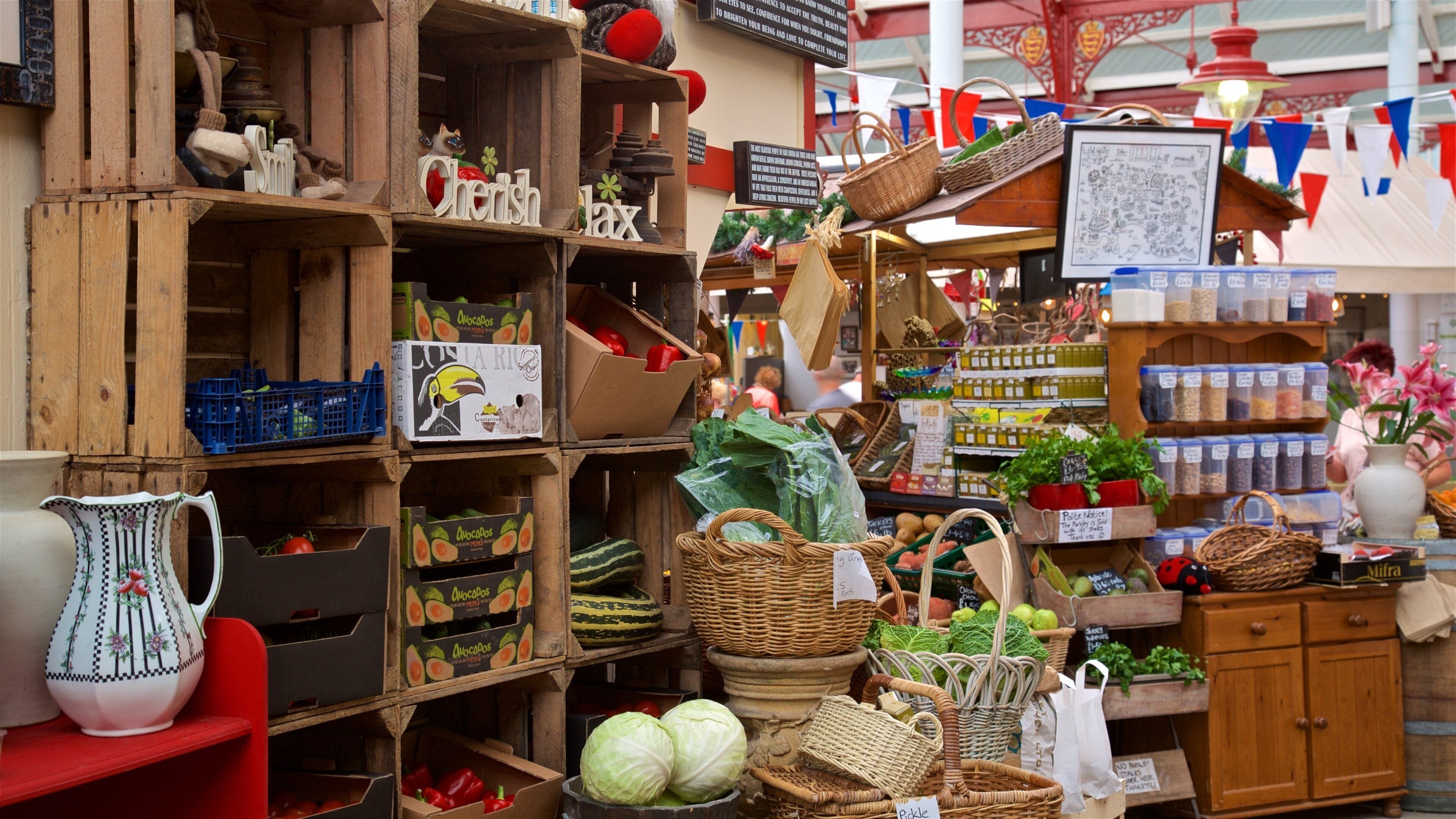 Mercado central de St. Helier que inclui mercados