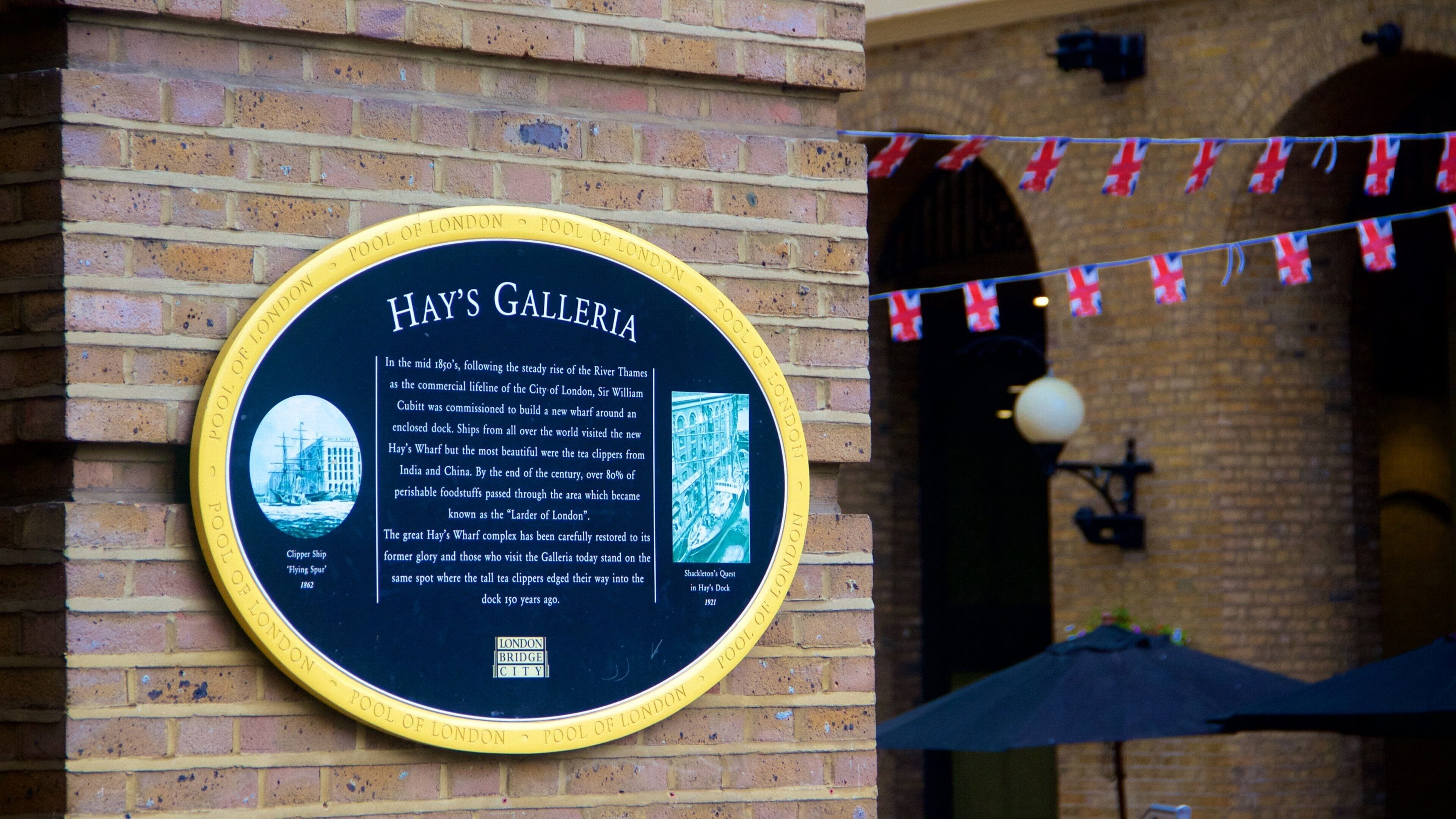 Hay\'s Galleria which includes signage