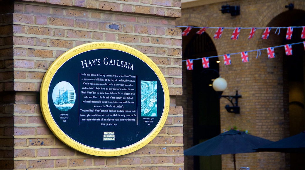 Hay\'s Galleria which includes signage