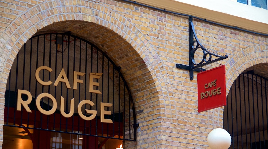 London showing cafe lifestyle and signage