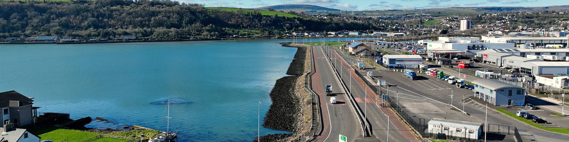 Port Of Larne roundabout and Harbour highway Co Antrim Northern Ireland 02-02-2023