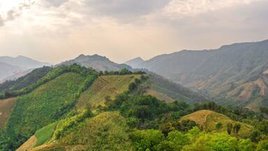 Phu Kha Viewpoint 1715 in the mountain valley of Nan province, Thailand