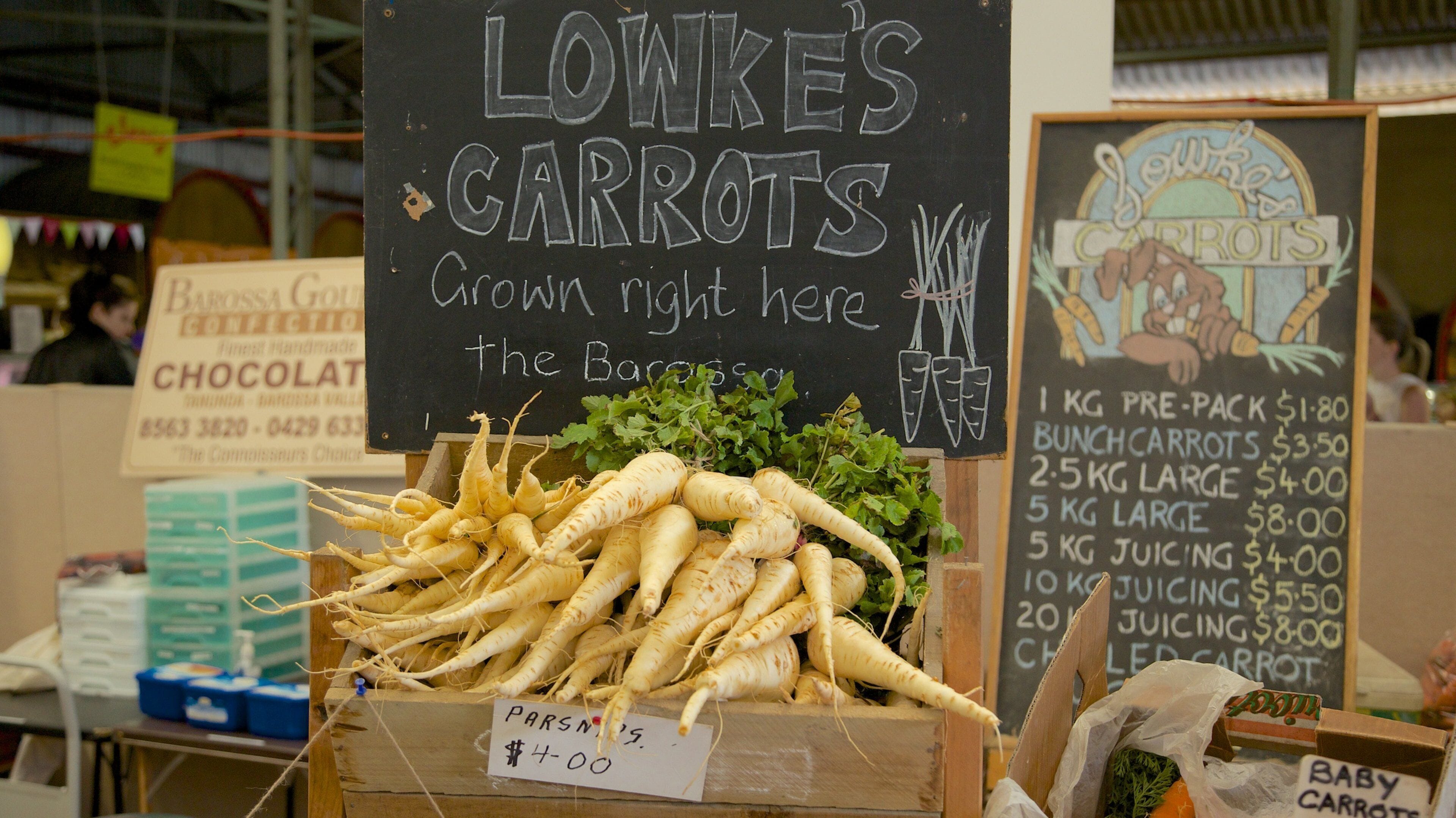 Barossa Valley ofreciendo señalización, comida y mercados