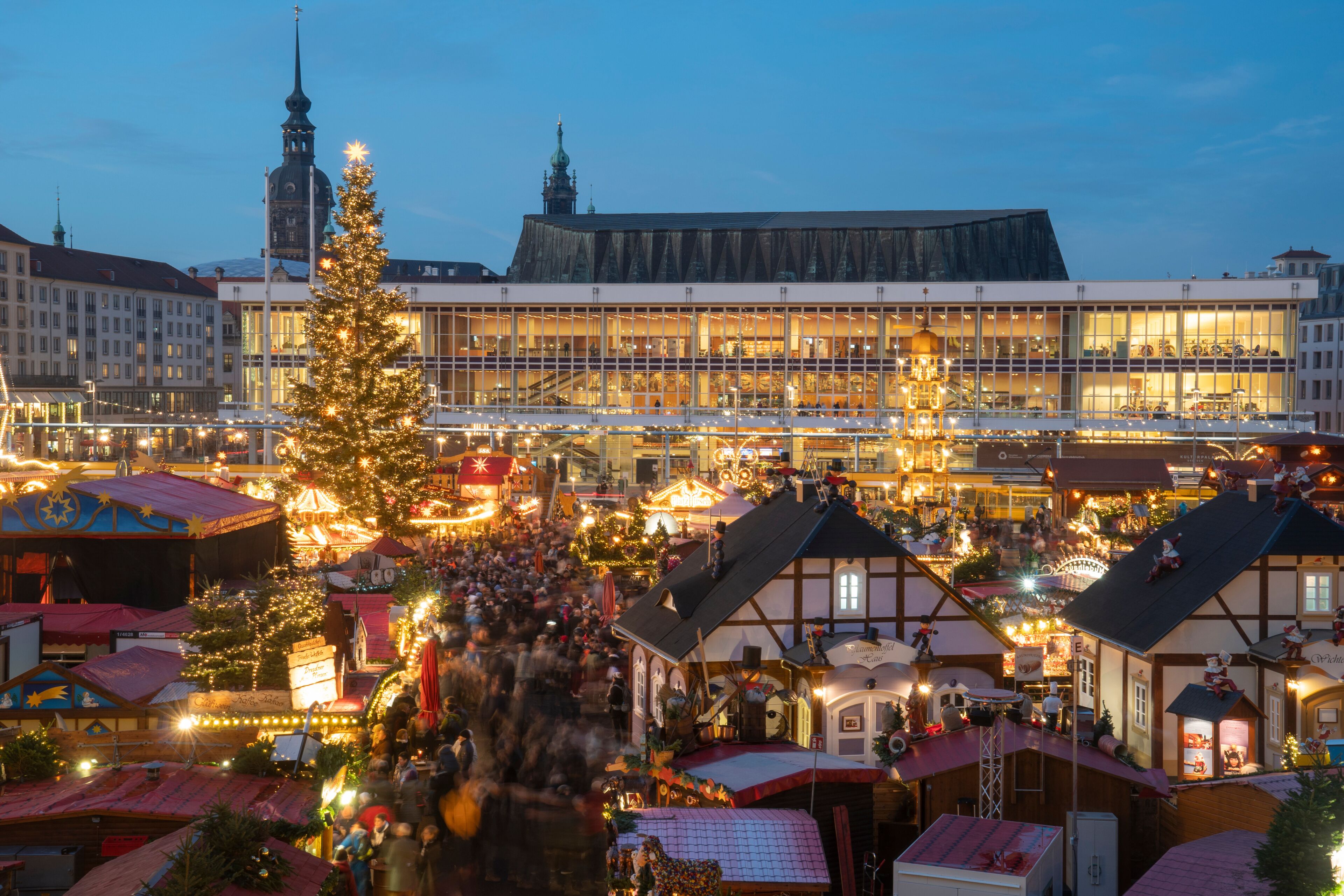 Dresden Germany Christmas market on the day of its inauguration on November 23, 2022,  Striezelmarkt is the world famous Christmas market held at Altmarkt Square in Dresden. 