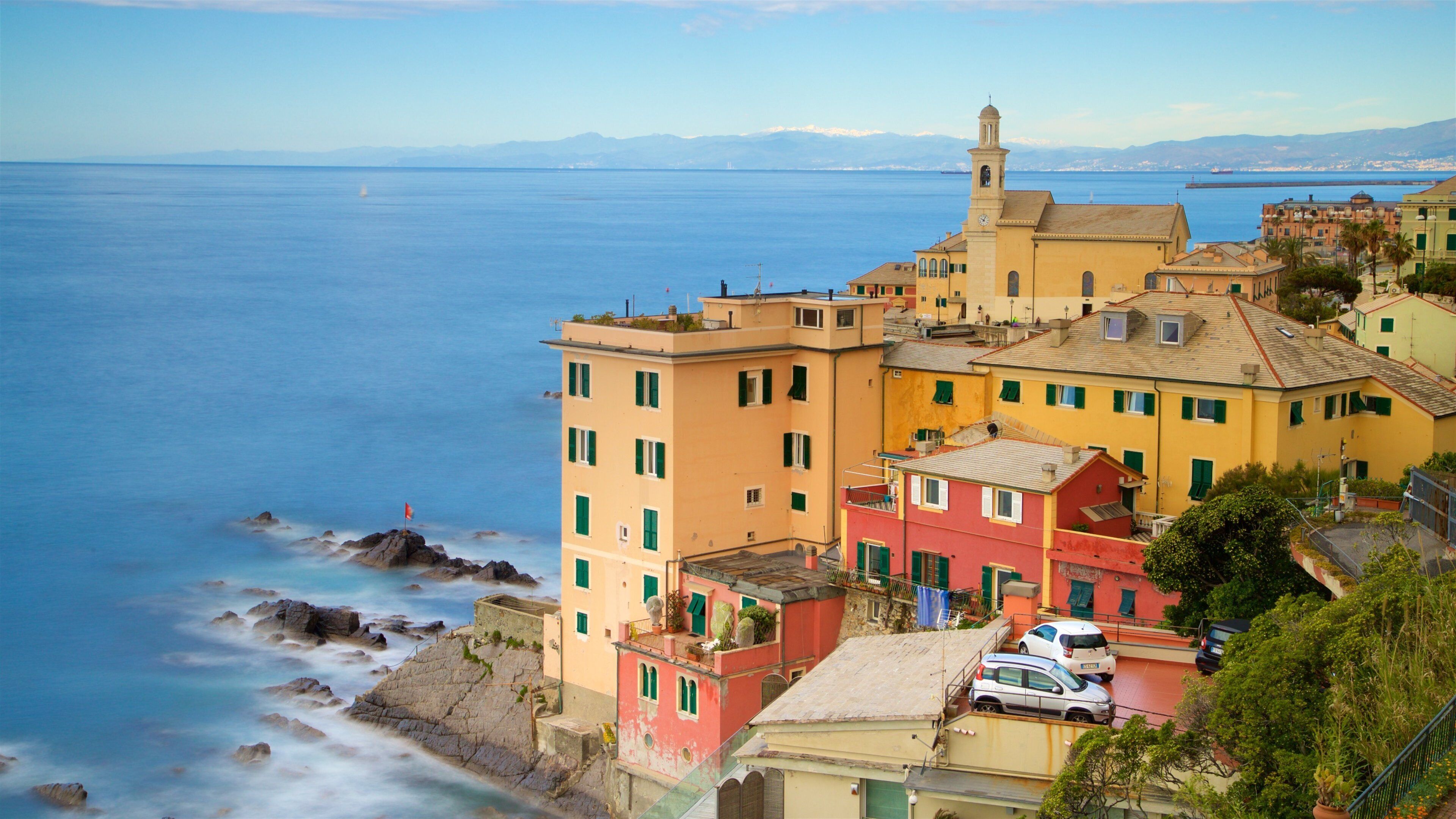 Boccadasse featuring rugged coastline, a coastal town and general coastal views