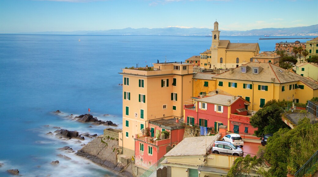 Boccadasse featuring rugged coastline, a coastal town and general coastal views
