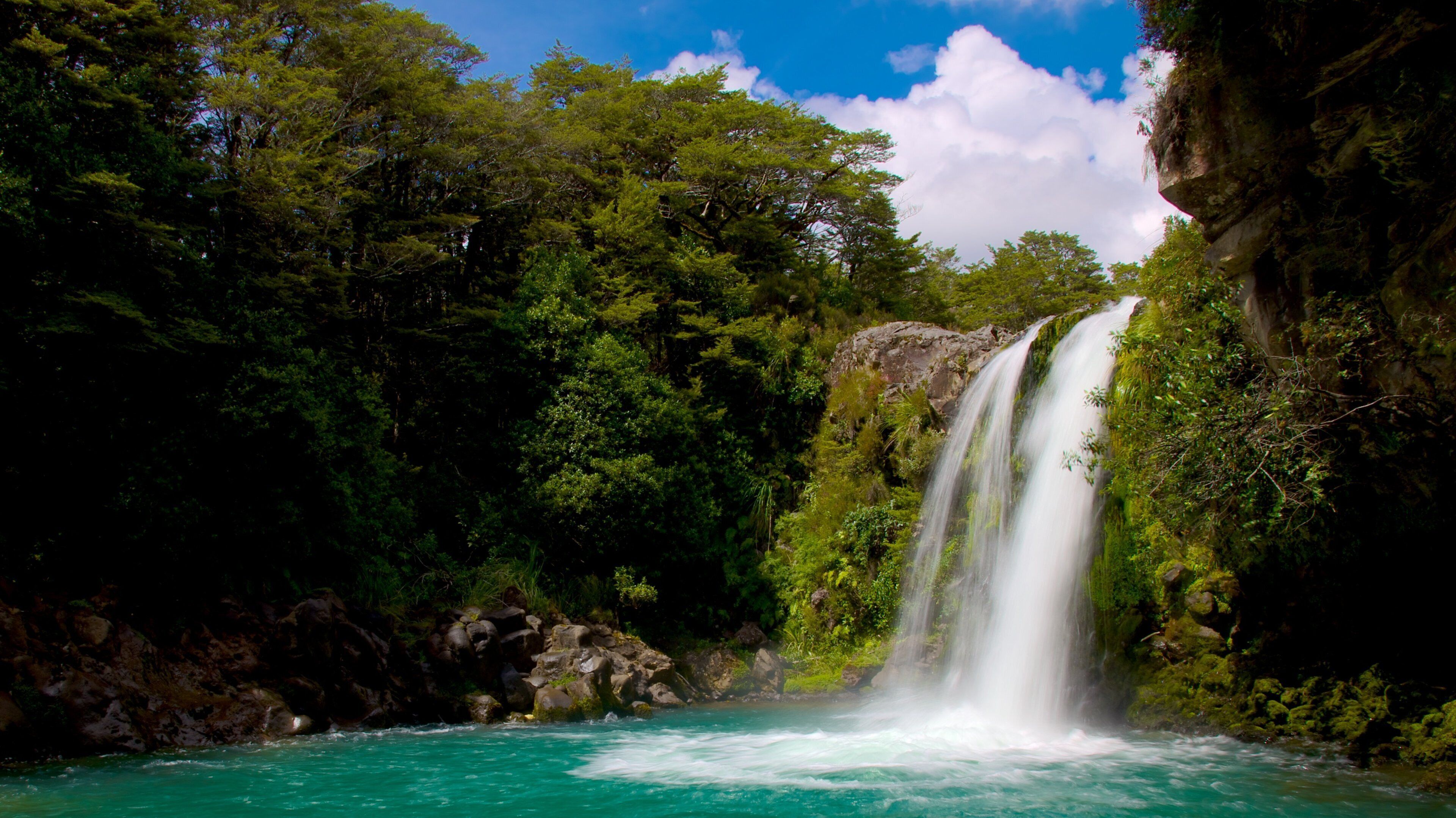 Turangi ofreciendo un lago o espejo de agua y una cascada