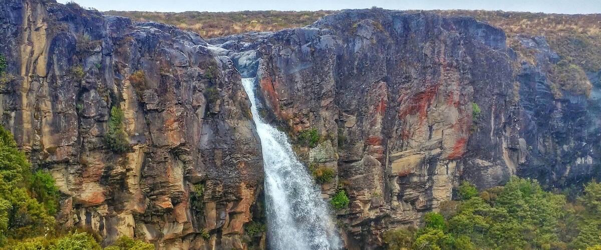 Finally greeted by Taranaki Falls.