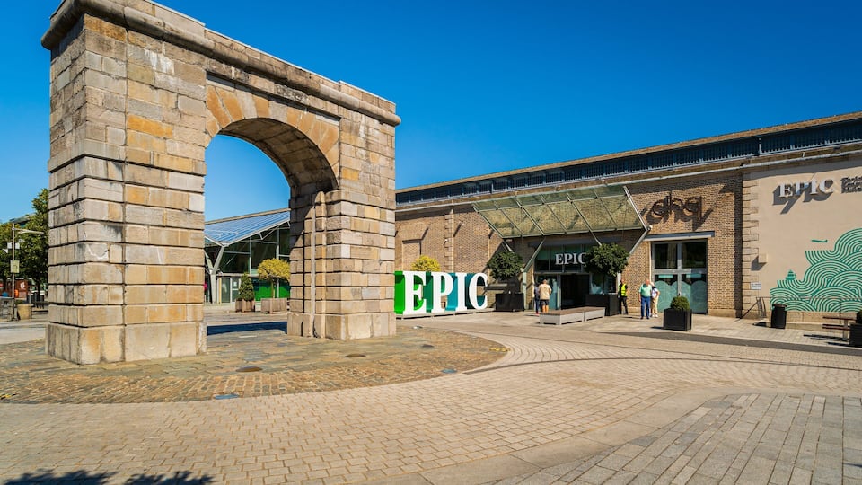 EPIC The Irish Emigration Museum which includes heritage elements and a square or plaza