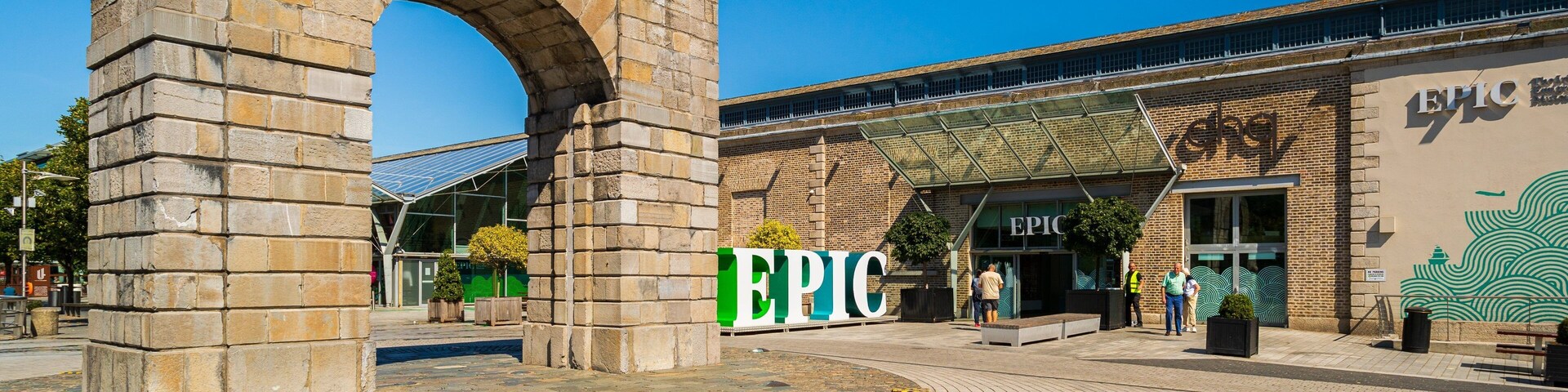 EPIC The Irish Emigration Museum which includes heritage elements and a square or plaza