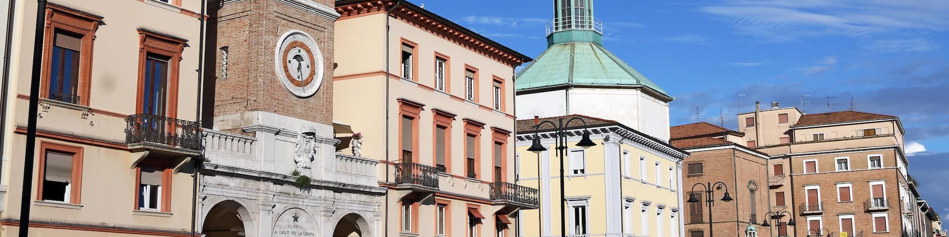 KX9341 clock tower landmark Piazza Tre Martiri Rimini Italy