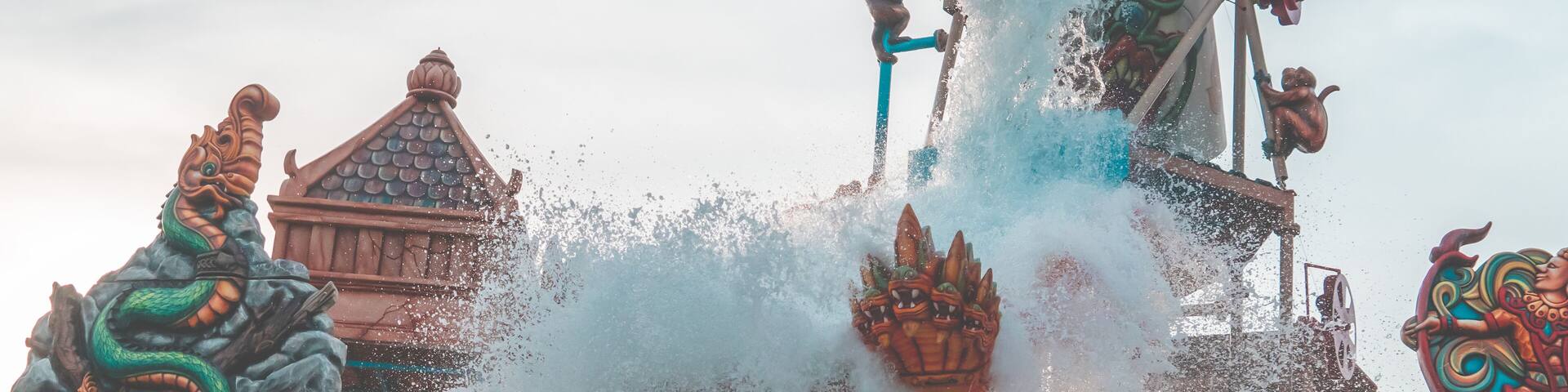 Water Splashing from Ramayana Water Park in Pattaya, Thailand.