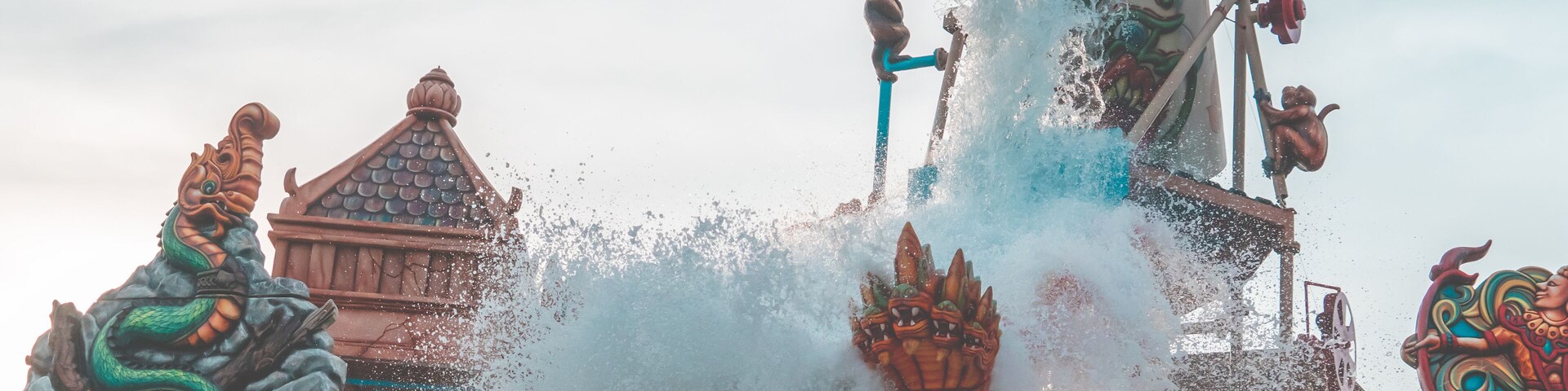 Water Splashing from Ramayana Water Park in Pattaya, Thailand.