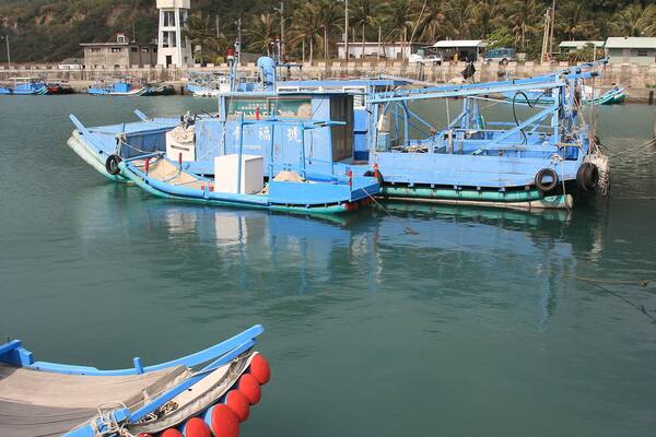 traditional fishing boats in Jinzun harbour. Taitung. Taiwan