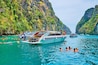 PHIPHI LEH, THAILAND - APRIL 27, 2019: The Pileh Bay lagoon of Phi Phi Leh Island is perfect place for swimming and snorkeling, on April 27 in PhiPhi