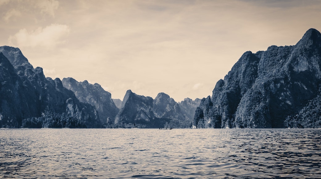 Beautiful Cheow Larn lake inside the amazing Khao Sok National Park. Although it is somewhat well known and visited, it is still missed by the bulk of travelers transiting from the Andaman and gulf islands. There are many floating bungalows to stay at ranging from basic bamboo no fan or aircon all the way to 5 star private bath suites. Visit caves and take jungle walks and view the amazing flora and fauna of the rain forest that is older and more diverse than the Amazon rain forest
#Adventure