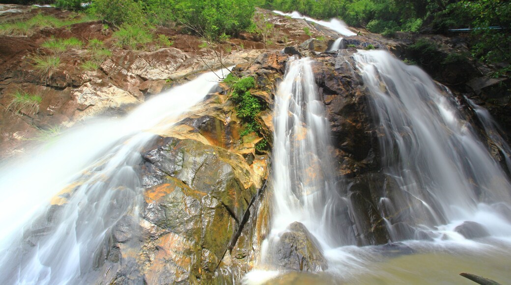 Scenic of namtok ton nga chang waterfall or The Elephant Tusks Waterfall at Tone Nga Chang wildlife sanctuary in Songkhla Province, Thailand