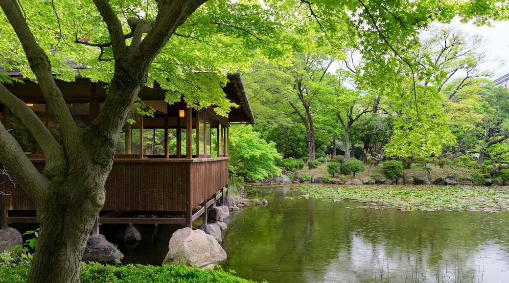 A view from Tennoji Keitakuen green garden; Shutterstock ID 421552432