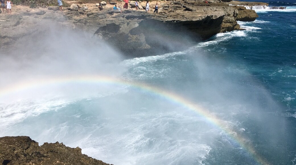 Devil's tear, Nusa Lembagon! Majestic waves hitting rocks with a spectacular rainbow ! Visual delight! #blue #devilstear #nusalembagon #naturesdelight