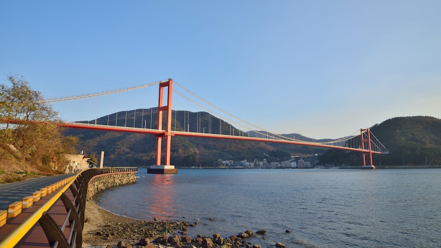 The big suspension bridge of Namhae in Korea