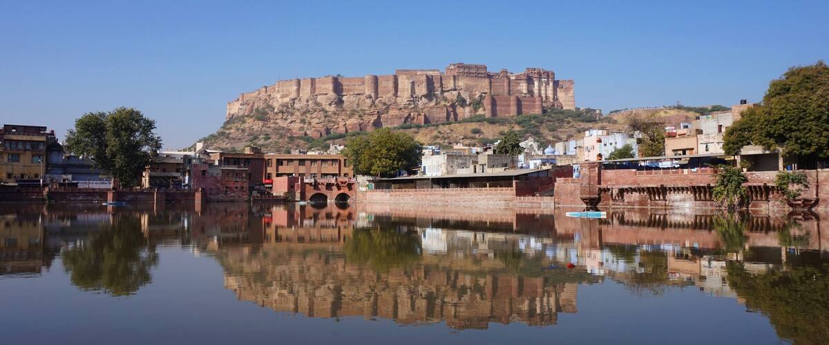 Mehrangarh Fort in Jodhpur as seen from Gulab Sagar Lake