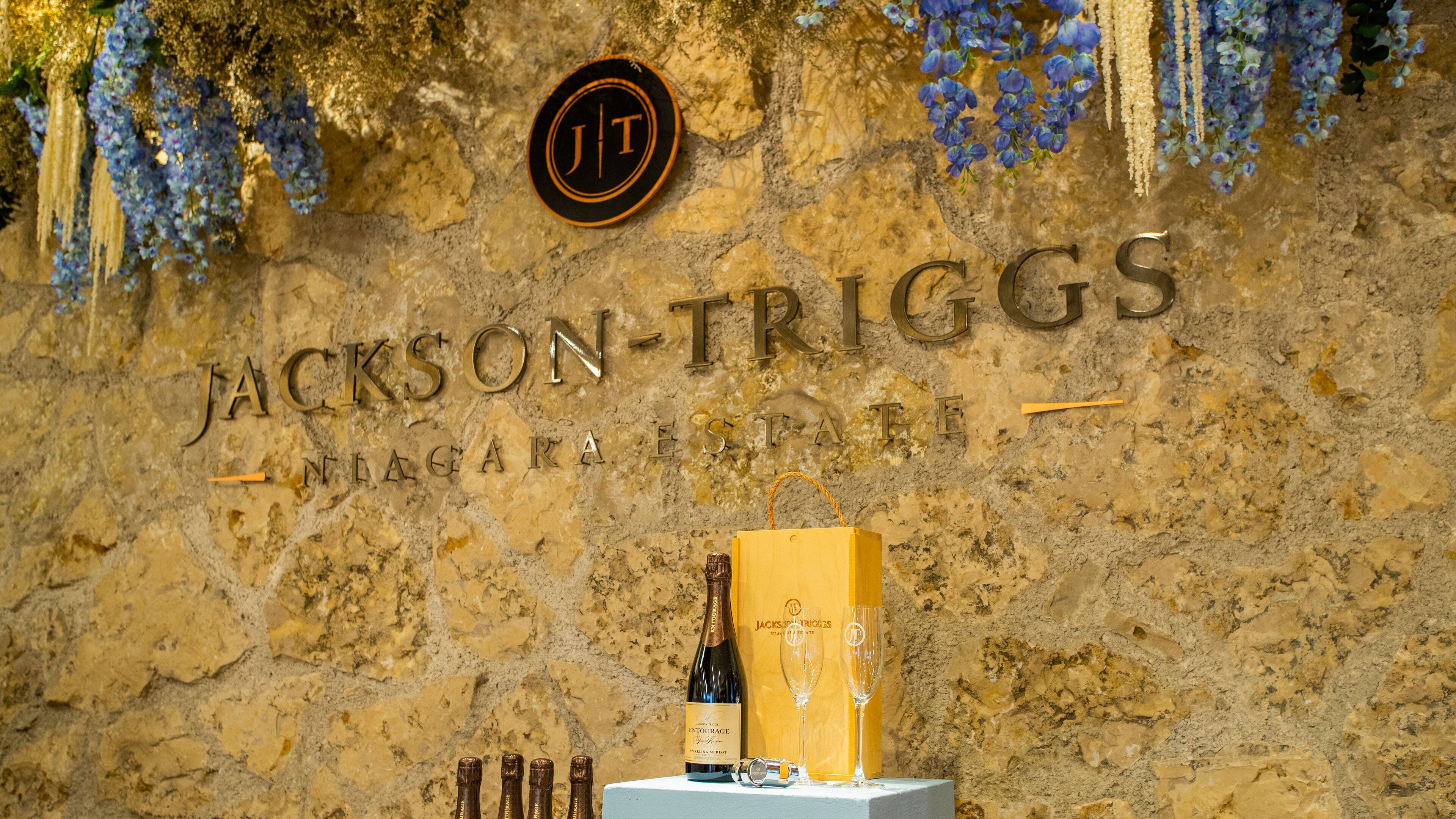 Jackson-Triggs Winery featuring drinks or beverages, interior views and signage