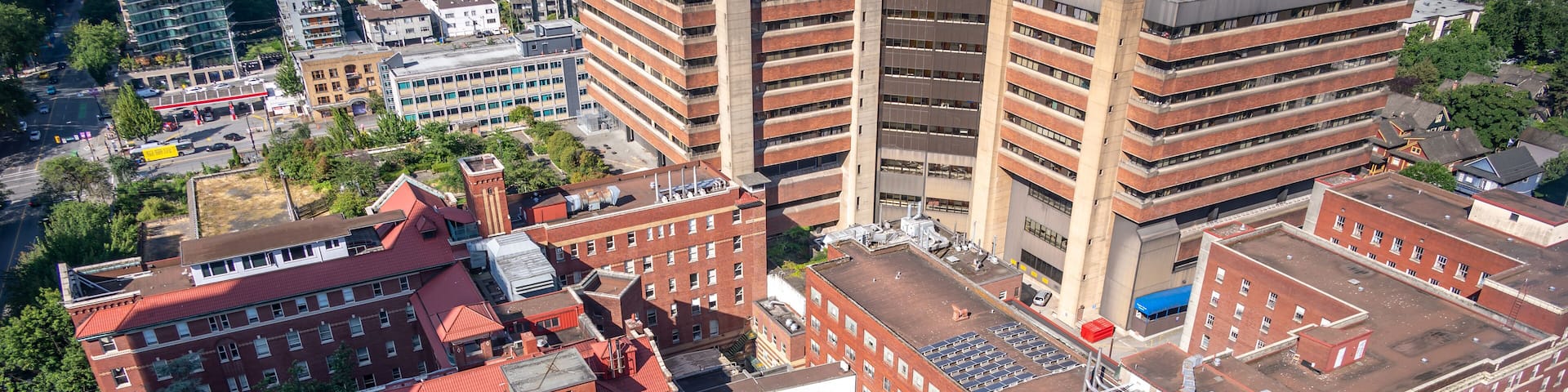 Aerial view of St. Pauls Hospital in Vancouver.