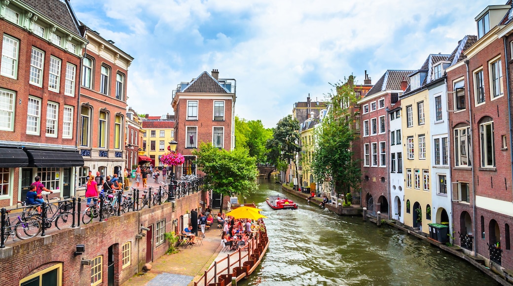 Traditional houses on the Oudegracht (Old Canal) in center of Utrecht, Netherlands