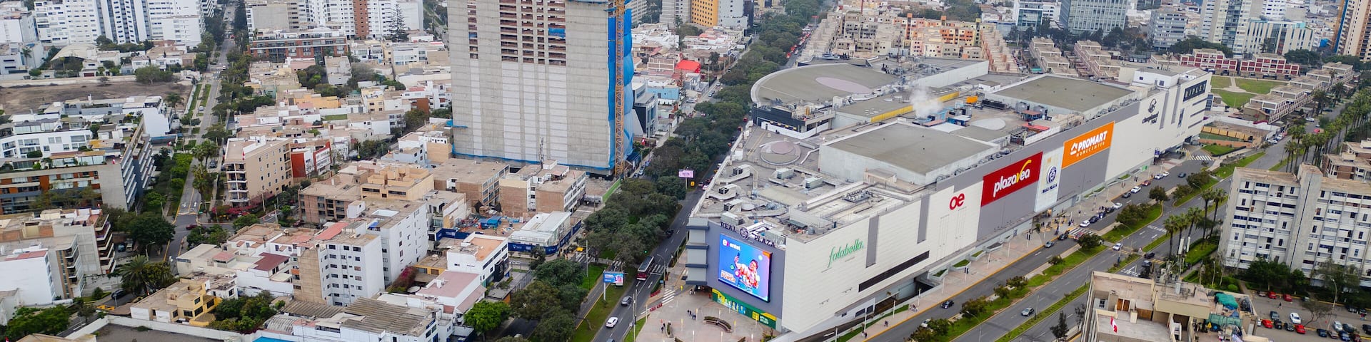 Aerial View of Real Plaza Salaverry in Lima, Peru.