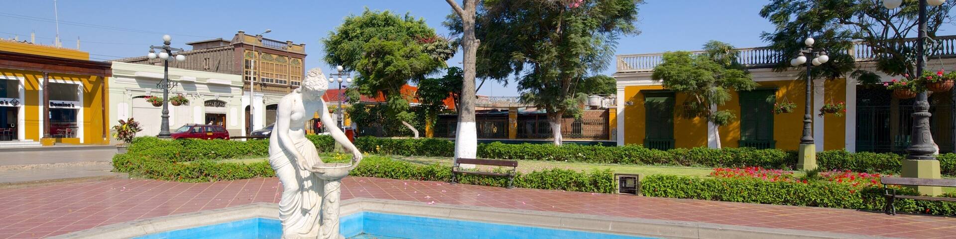 Barranco which includes art, a fountain and a city