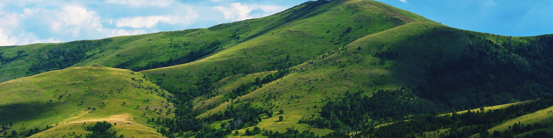 Green Zlatibor mountain hill landscape with beautiful clouds in background