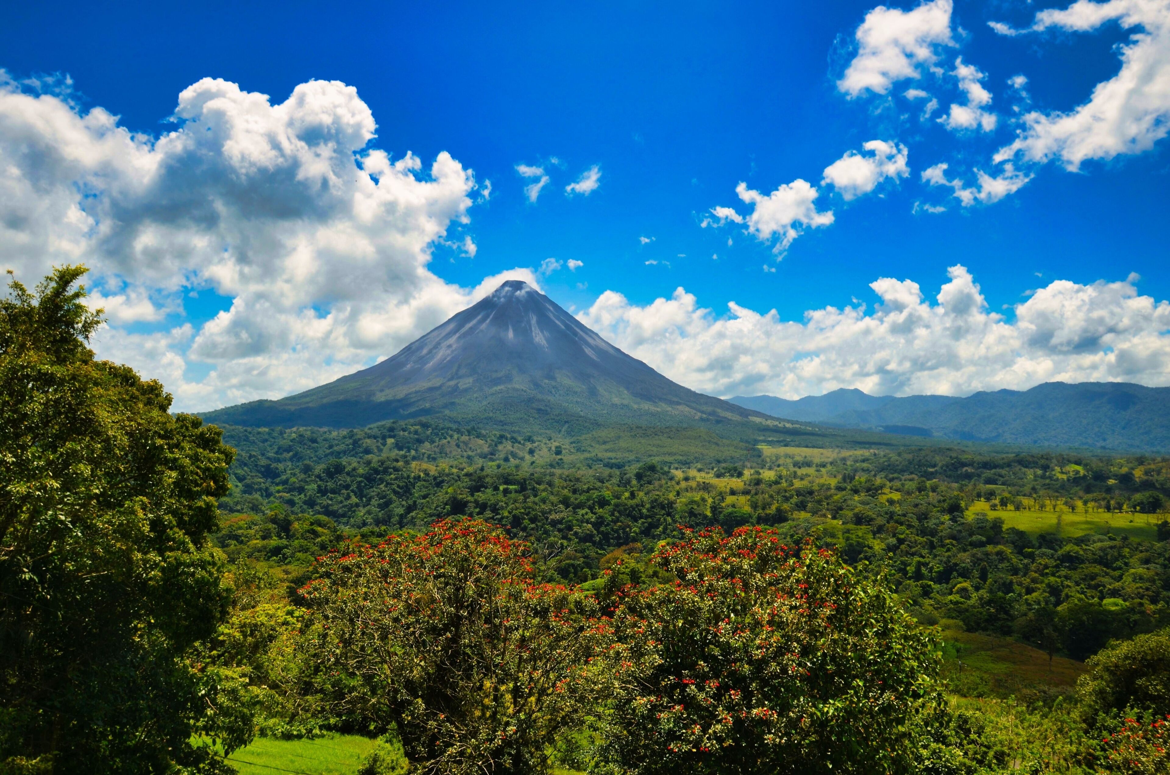 Landscape Panorama picture from Volcano Arenal next to the rainforest, Costa Rica. Travel in Central America. San Jose . High quality photo
