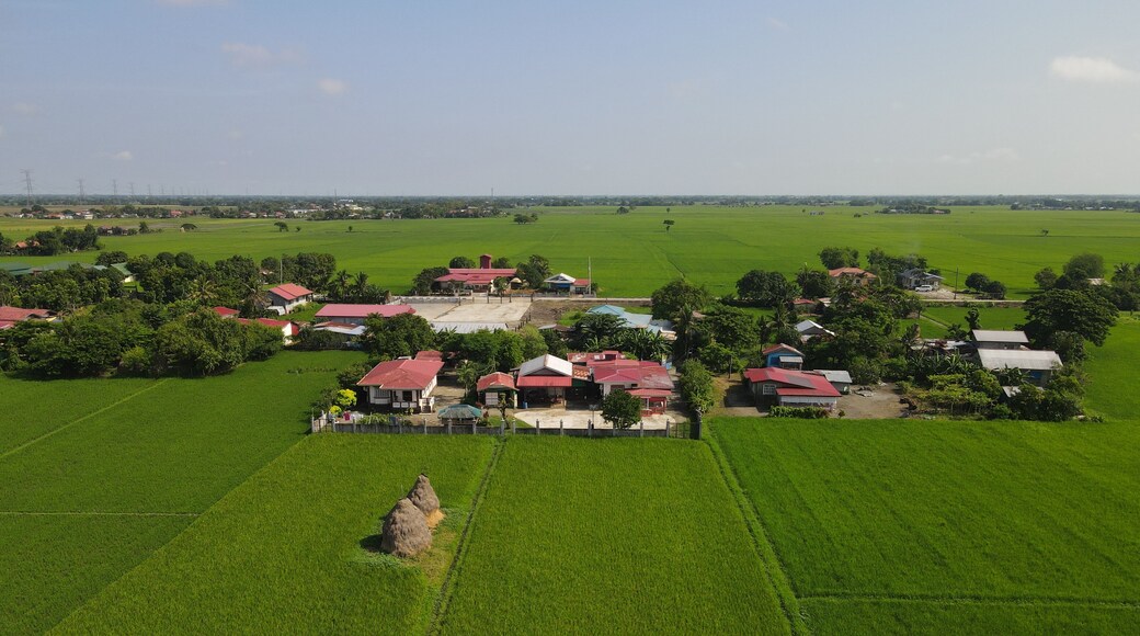 Aerial shot of the Cuayan Bugtong church in Candaba, Pampanga, Philippines