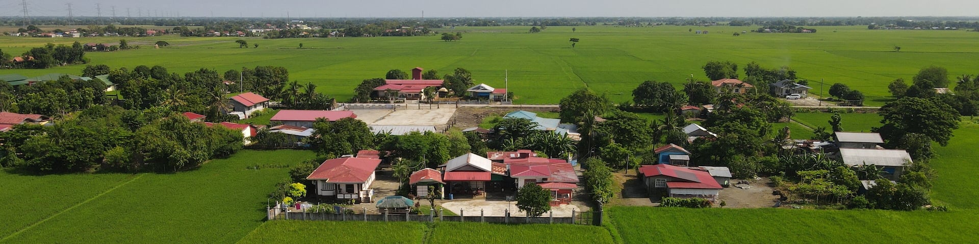 Aerial shot of the Cuayan Bugtong church in Candaba, Pampanga, Philippines