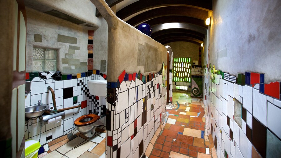 Hundertwasser Public Toilets showing art and interior views