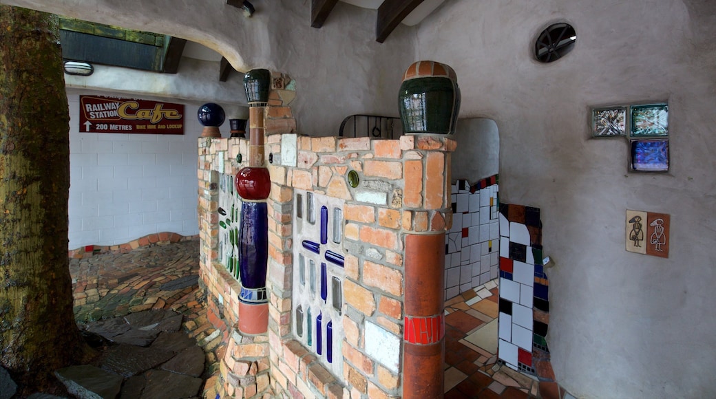 Hundertwasser Public Toilets which includes art and interior views