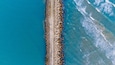 Aerial photo of a breakwater facing the sea in Tuxpan Veracruz Mexico