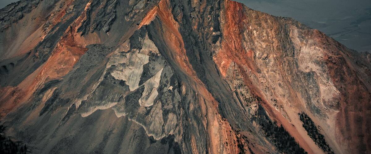 Multicolored mountain range on the morning sun