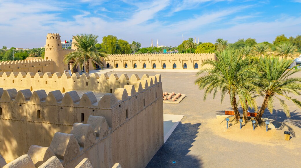 View from the courtyard of the historic Al Jahili Fort, in Al Ain, Abu Dhabi, the United Arab Emirates.