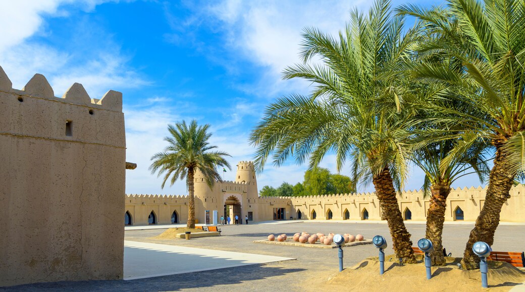 View from the courtyard of the historic Al Jahili Fort, in Al Ain, Abu Dhabi, the United Arab Emirates.