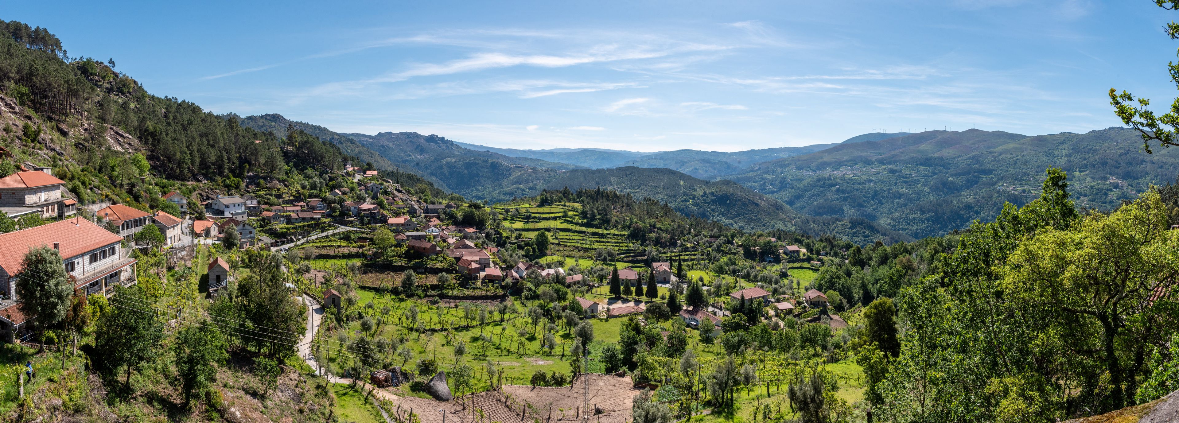 Panoramic view of picturesque Ermida village and Peneda-Geres National Park in Portugal