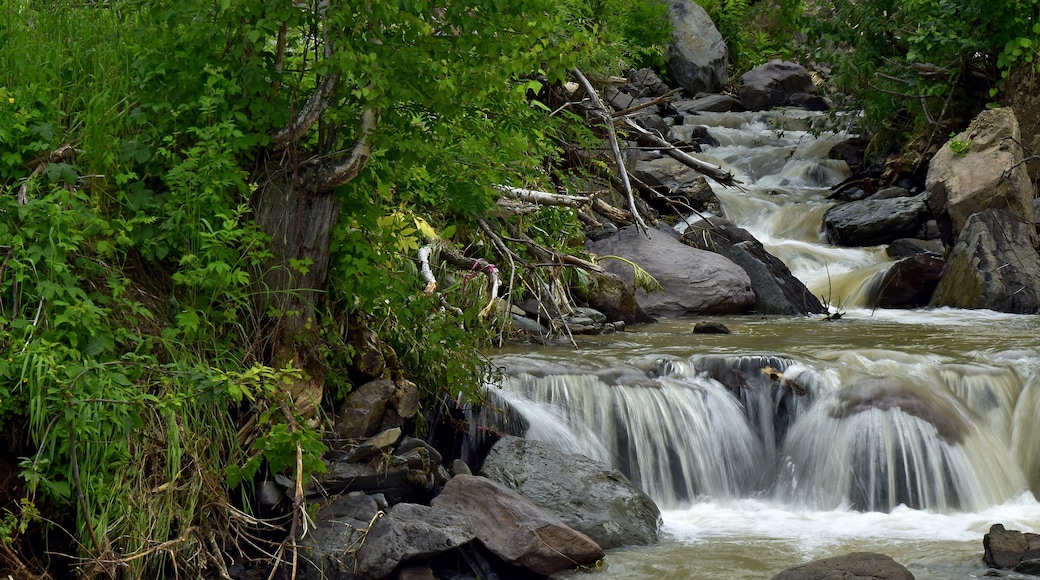 One of many water cascades on Ozero Teletskoe In Gornyi Altai Russia.