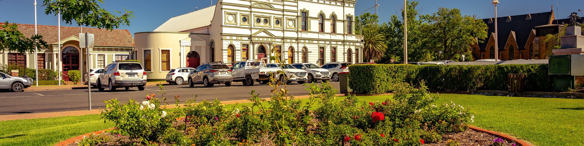 Forbes, NSW, Australia - Historical Forbes Shire Council building, view from Victoria park