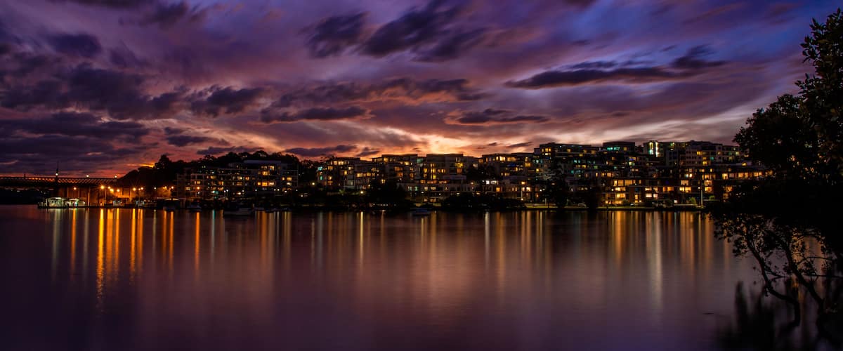 Epic sunset view at Parramatta River looking at Meadowbank Park.