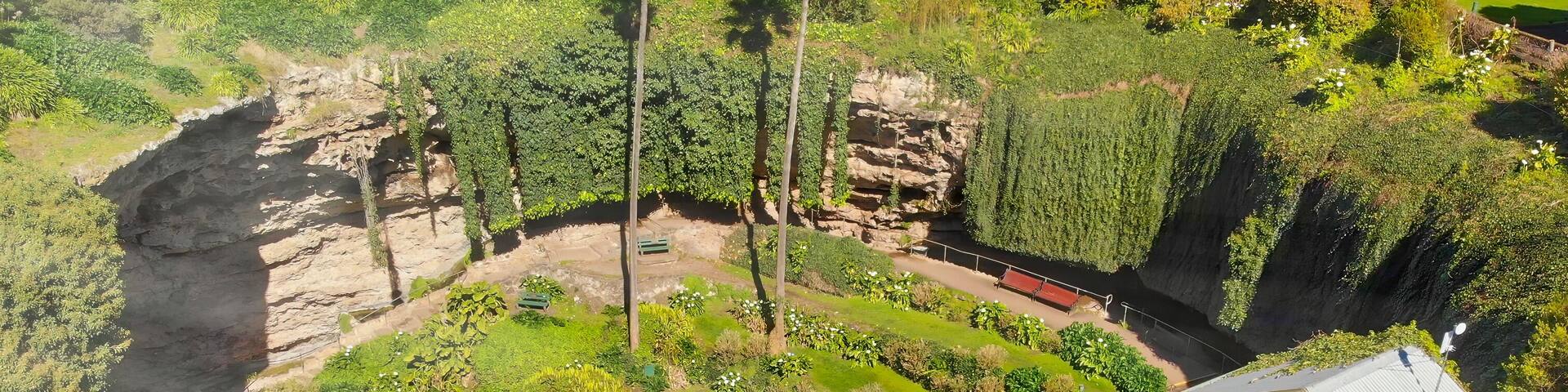 Mt Gambier, Australia. Aerial view of Umpherston Sinkhole on a beautiful morning